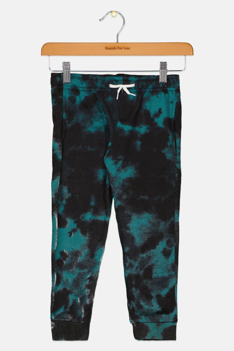 brooklyn Kids Boy Drawstring Tie Dye Jogger Pants, Black  - Image 4