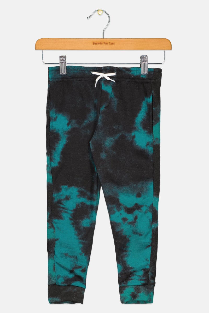 brooklyn Kids Boy Drawstring Tie Dye Jogger Pants, Black  - Image 1