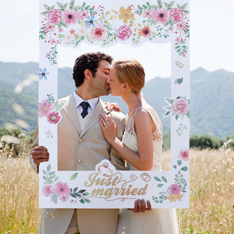 2pcs Wedding Party Paper Photo Frame Romantic Floral Picture Frame Handheld Photo Prop Wedding Party Album Photo Prop - Image 4