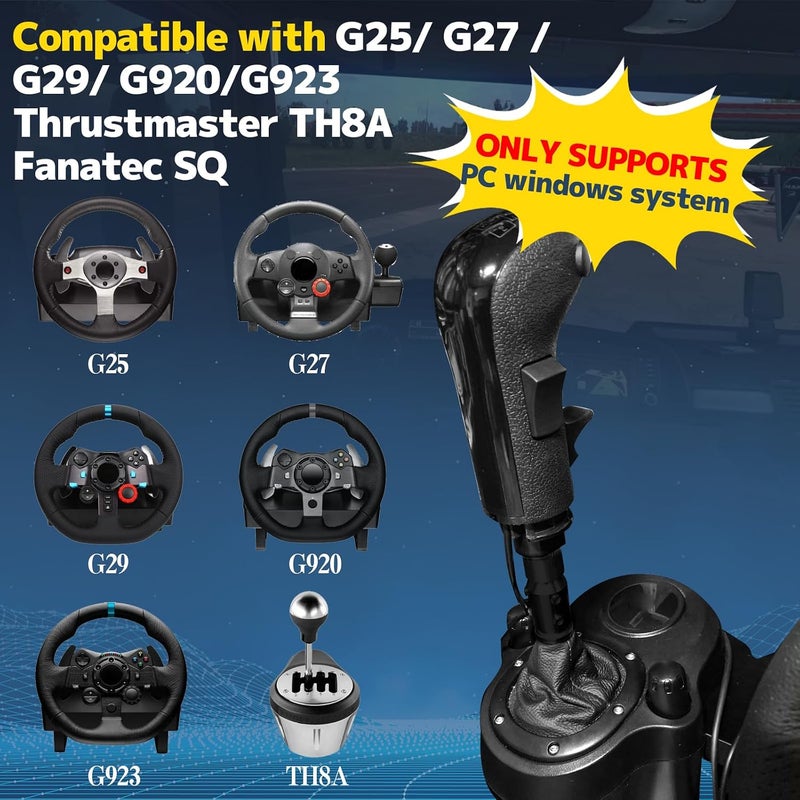Dexepe دوالك بسيارة الشاحنة من عبر منفذ USB، متوافق مع عجلة تغيير التروس Logitech G29، G27، G25، TH8A، ومناسب لألعاب السباقات الافتراضية ATS وETS2، لأجهزة الكمبيوتر، بلون أسود. - Image 2