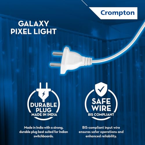 Crompton Galaxy Pixel Light | Festive Ladi Lights | 10 Meter | 48 LEDs | Blue | Pack of 1 | Direct 2-pin Plug | BIS Safe Wire | for Home Decoration, Diwali, Festival, Birthday, Marriage - Image 4