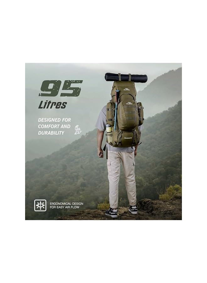 Trawoc Wildwing 95L Internal Frame Travel Backpack With Detachable Daypack/Camping Hiking Trekking Bag Large Rucksack Bag For Men & Women Bhk00, 3 Year Warranty - Image 4