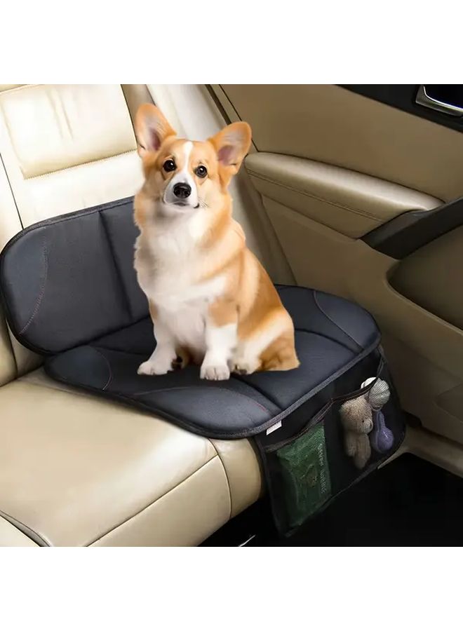 Heavy Duty Car Seat Protector With Anti Slip Design Thick Padding 600D Fabric 2 Storage Pockets Fit For Most Cars All Season Comfort Portable Lightweight Black - Image 2