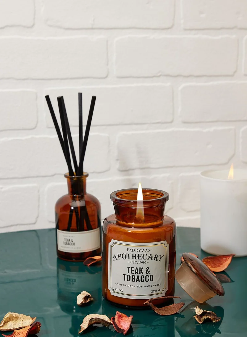 Paddywax Apothecary Glass Candle 8 Oz. Teakwood
