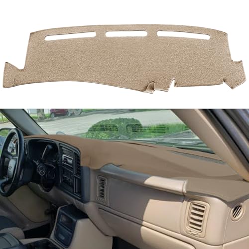 Yiz Dash Cover Mat Fit for 1999-2006 GMC Sierra/Chevy Chevrolet Silverado 1500 2500 3500 HD,2000-2006 GMC Yukon/Yukon XL/Chevy Suburban Tahoe Avalanche,Dashboard Pad Carpet Protector (99-06,Beige) Y44 - Image 1