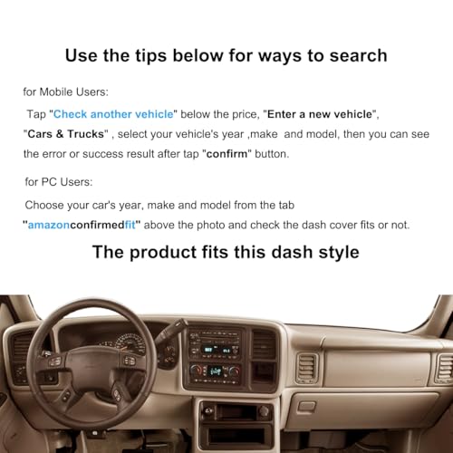 Yiz Dash Cover Mat Fit for 1999-2006 GMC Sierra/Chevy Chevrolet Silverado 1500 2500 3500 HD,2000-2006 GMC Yukon/Yukon XL/Chevy Suburban Tahoe Avalanche,Dashboard Pad Carpet Protector (99-06,Beige) Y44 - Image 3