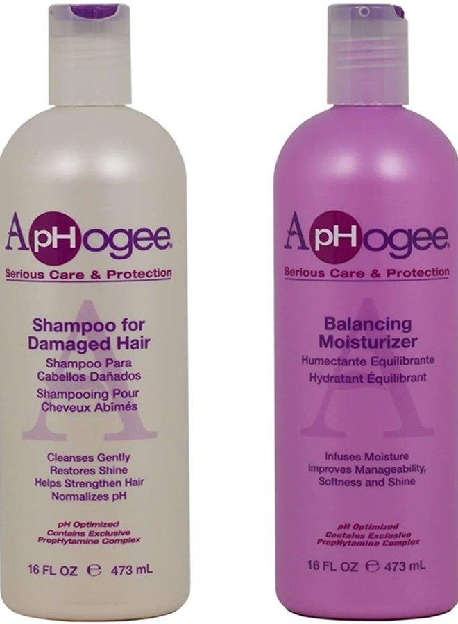 ApHogee Shampoo for Damaged Hair + Balancing Moisturizer 16oz"Set"