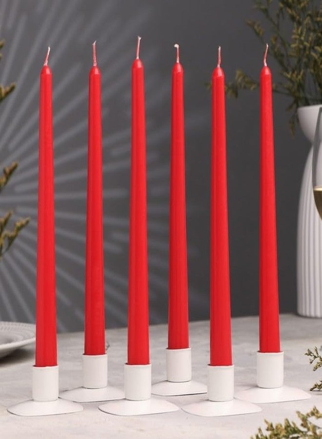 LUCES Set of 8 Red Tall Taper Stick Candles Pillar Smokeless Dripless Scented for Party Home Dinner Table Decor Burn Time 8 Hour - Image 2