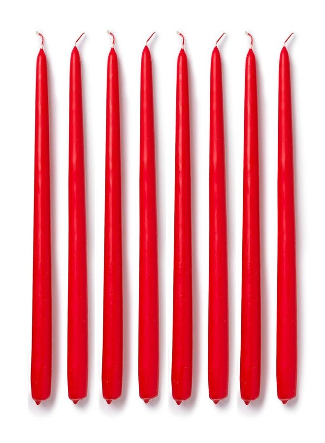 LUCES Set of 8 Red Tall Taper Stick Candles Pillar Smokeless Dripless Scented for Party Home Dinner Table Decor Burn Time 8 Hour - Image 1