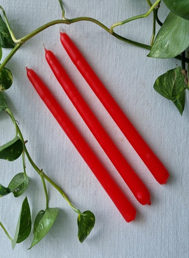 LUCES Set of 8 Red Tall Taper Stick Candles Pillar Smokeless Dripless Scented for Party Home Dinner Table Decor Burn Time 8 Hour - Image 5