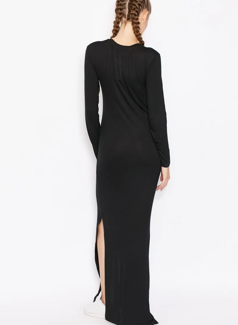 Ginger Slogan Slit Maxi Dress