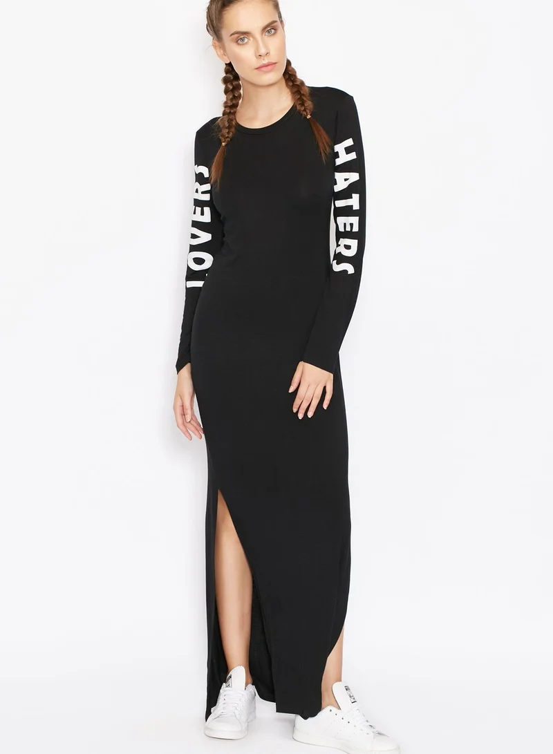 Ginger Slogan Slit Maxi Dress