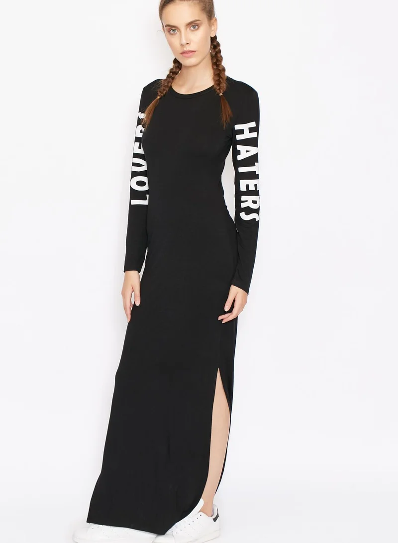 Ginger Slogan Slit Maxi Dress