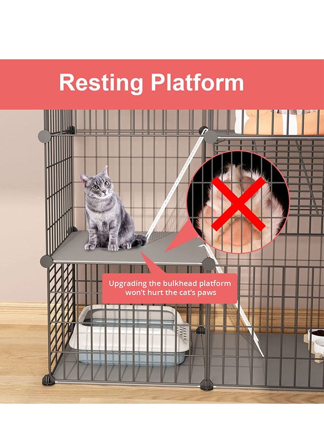 3-Tier Cat Cage Indoor DIY Cat Playpen Detachable Metal Wire Kennels Crate Large Exercise Place Ideal for 1-2 Cat - Image 3