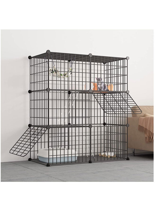 3-Tier Cat Cage Indoor DIY Cat Playpen Detachable Metal Wire Kennels Crate Large Exercise Place Ideal for 1-2 Cat - Image 1