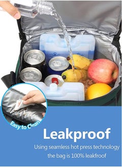 Perfii Adjustable Shoulder Strap Insulated Lunch Bag 8L Dual Zipper Wide Open Leakproof Cooler and Warmer Thermal Lunch Tote for Office Camping Hiking Outdoor Picnic and Beach Use  - Image 3