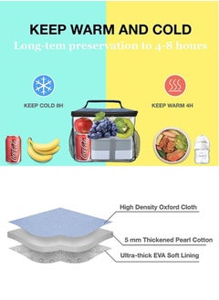 Perfii Adjustable Shoulder Strap Insulated Lunch Bag 8L Dual Zipper Wide Open Leakproof Cooler and Warmer Thermal Lunch Tote for Office Camping Hiking Outdoor Picnic and Beach Use  - Image 2