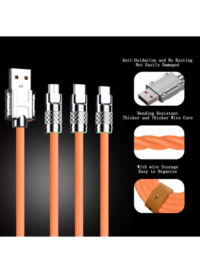 كابل شحن سريع 3 في 1، كابل شحن متعدد بقدرة 120 واط و6 أمبير مع موصلات USB-C، سلك شحن عالي السرعة للهواتف الذكية، وبنوك الطاقة، والأجهزة اللوحية، وأجهزة العرض، وأجهزة الكمبيوتر، وغيرها من الأجهزة المتوافقة. - Image 3