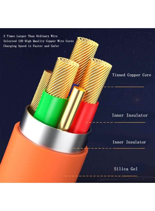 كابل شحن سريع 3 في 1، كابل شحن متعدد بقدرة 120 واط و6 أمبير مع موصلات USB-C، سلك شحن عالي السرعة للهواتف الذكية، وبنوك الطاقة، والأجهزة اللوحية، وأجهزة العرض، وأجهزة الكمبيوتر، وغيرها من الأجهزة المتوافقة. - Image 5