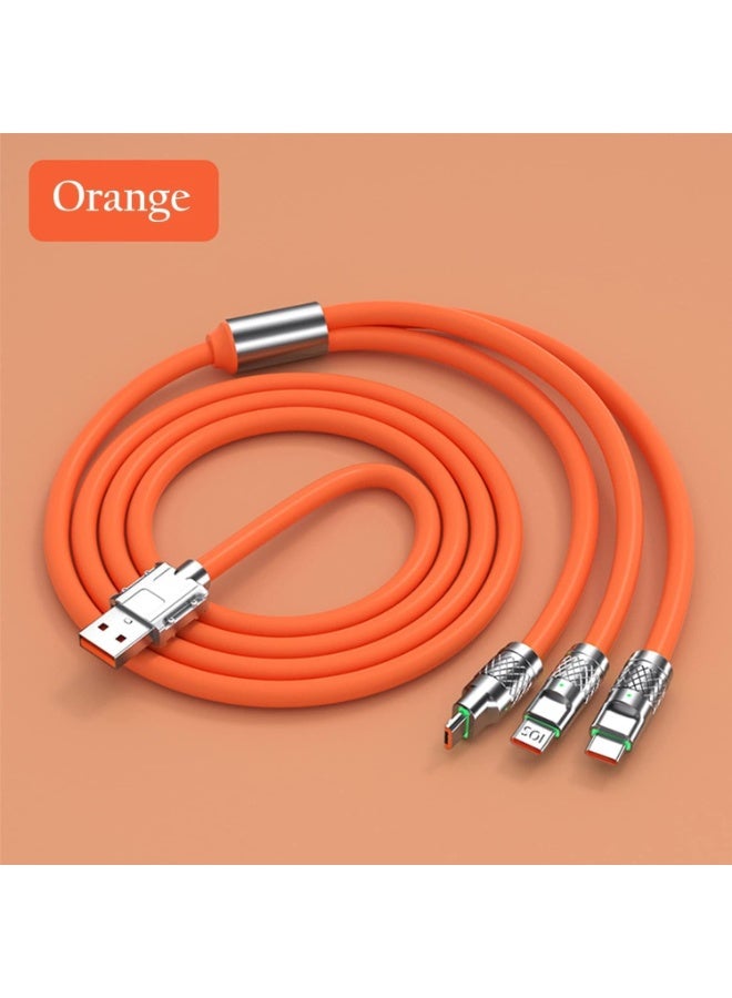 كابل شحن سريع 3 في 1، كابل شحن متعدد بقدرة 120 واط و6 أمبير مع موصلات USB-C، سلك شحن عالي السرعة للهواتف الذكية، وبنوك الطاقة، والأجهزة اللوحية، وأجهزة العرض، وأجهزة الكمبيوتر، وغيرها من الأجهزة المتوافقة. - Image 4