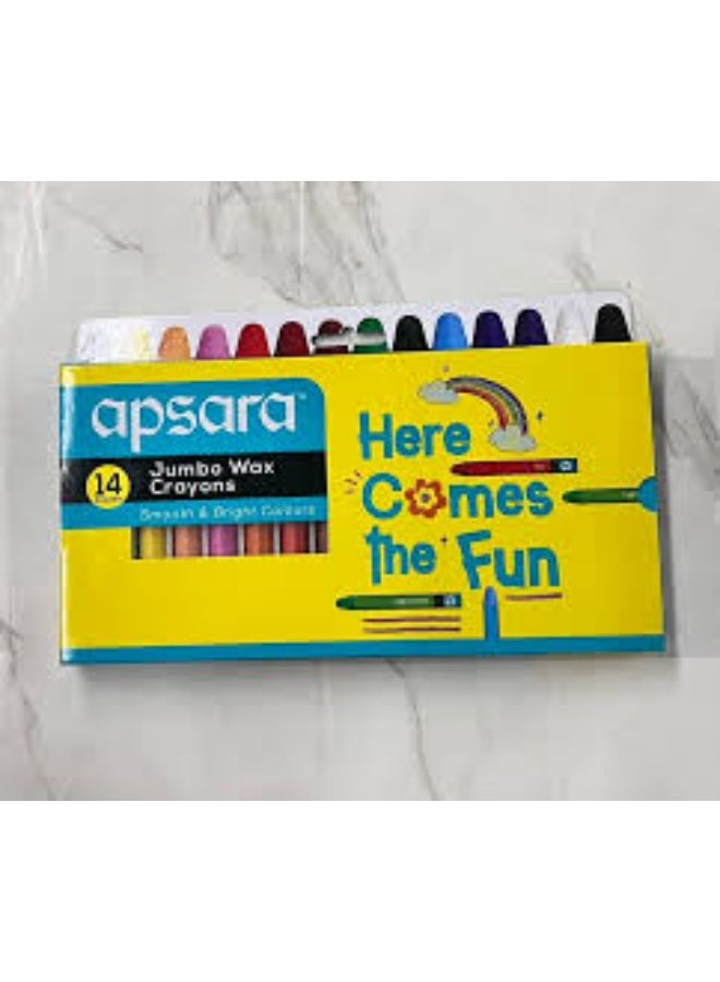 Apsara Jumbo Wax Crayons - 14 shades | Bright Colours | Jumbo Size for Better Grip | Bigger & Bolder Strokes | Non-Toxic | Safe for 3+ age children | 14 shades in each pack - Image 2