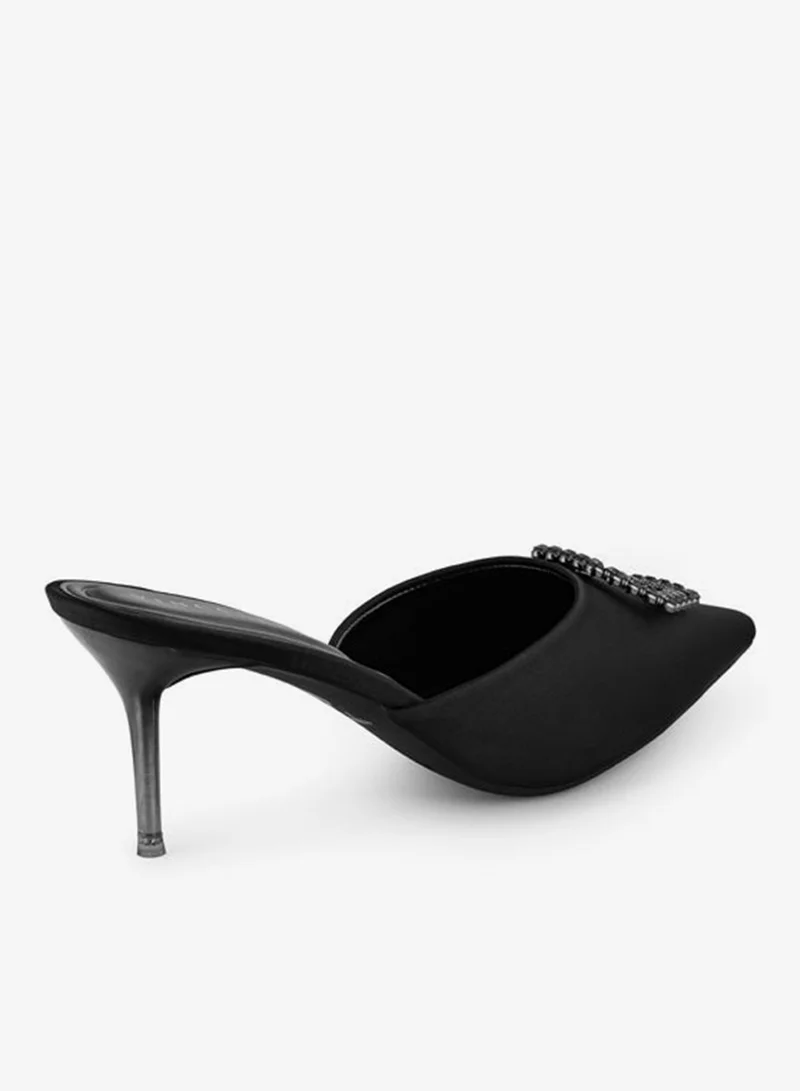 فينتشي صنادل نسائية مدببة إصبع القدم متوسط الكعب