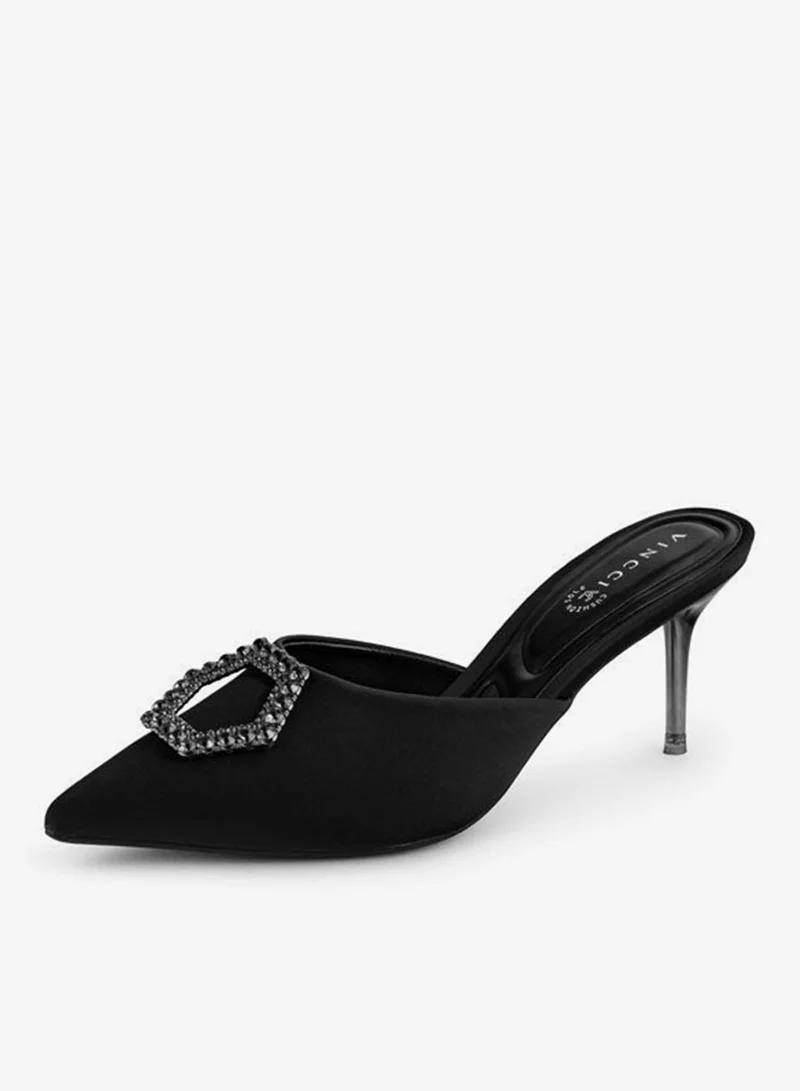 فينتشي صنادل نسائية مدببة إصبع القدم متوسط الكعب