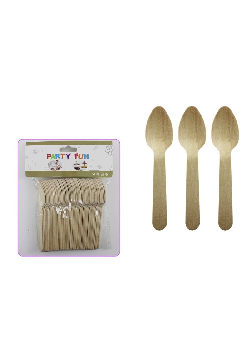 PARTY FUN Natural Bamboo Mini Fork 100% Biodegradable Compostable Eco Friendly Pack Of 50pcs - Image 2