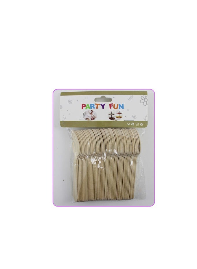 PARTY FUN Natural Bamboo Mini Fork 100% Biodegradable Compostable Eco Friendly Pack Of 50pcs - Image 3