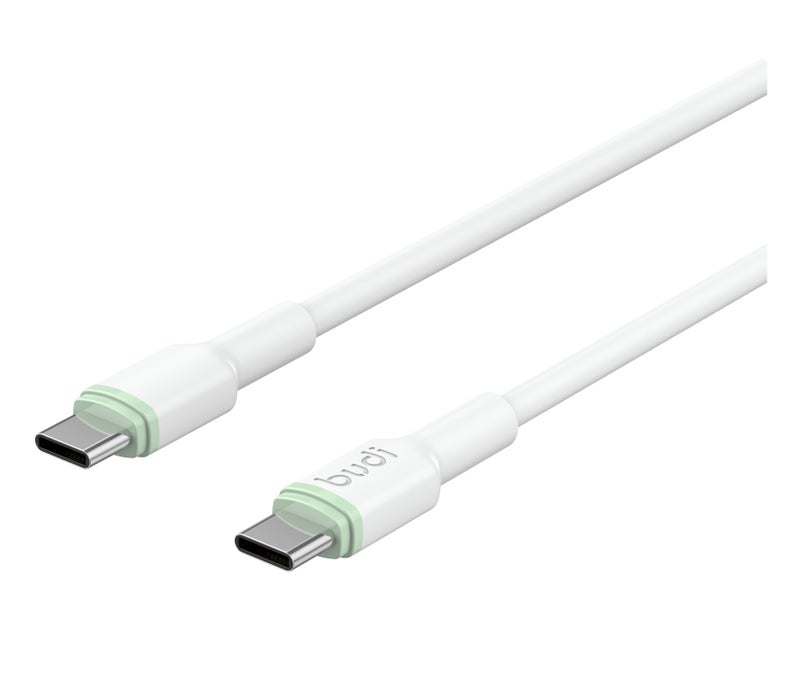 بودي كابل شحن سريع ومزامنة USB-C إلى USB-C بقدرة 65 واط (يدعم تقنية PD)، طول 1 متر، (DC277TT10WS)، يتحمل أكثر من 25,000 عملية ثني، قلب من النحاس النقي، لون أبيض. - Image 2