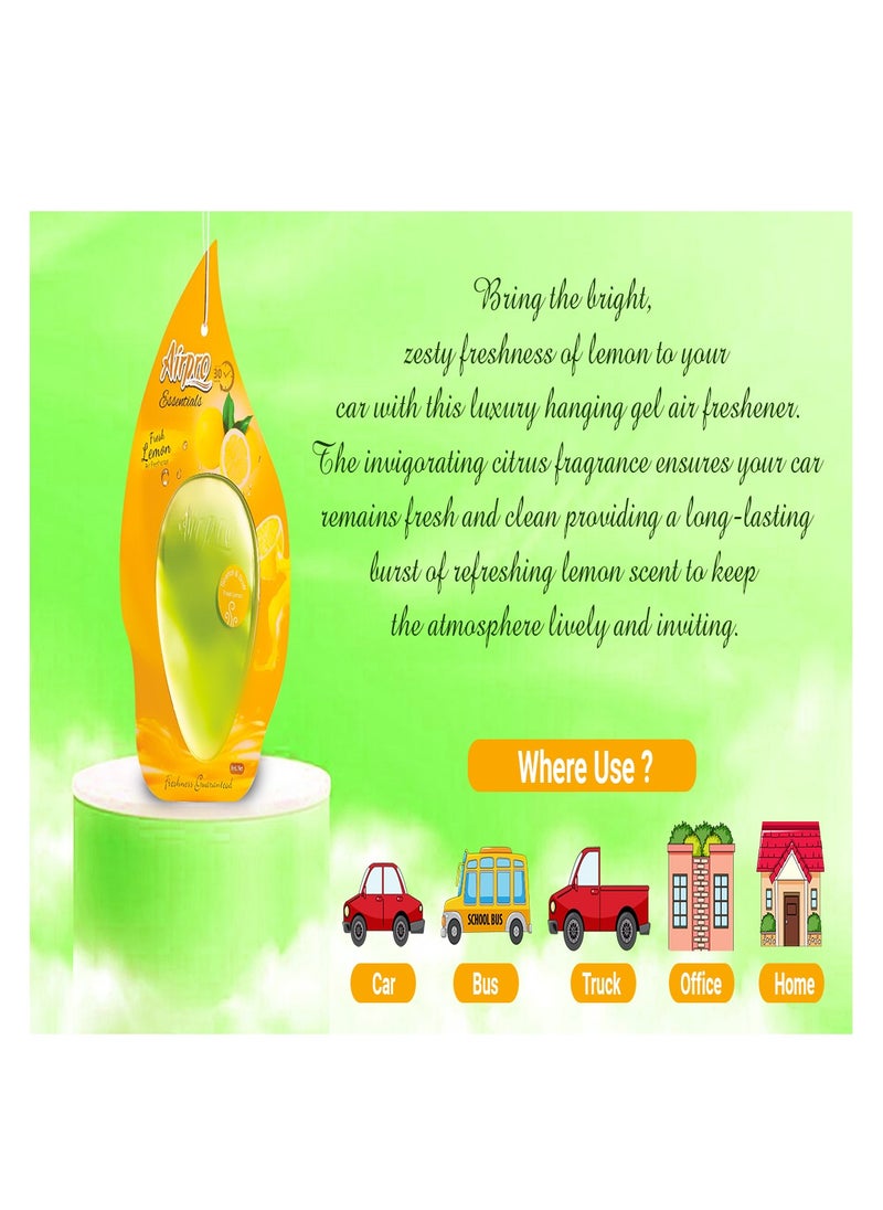 Airpro - Luxury Hanging Gel| Car Perfume & Air Freshener | Fresh Lemon| Infuses Your Car with the Zesty, Invigorating Essence of Fresh Lemon, Ensuring a Long-Lasting and Refreshing Fragrance that Uplifts Your Car’s Atmosphere. - Image 1