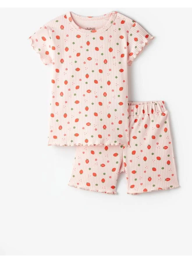 جون June Baby Ruffle Short Set Light Pink