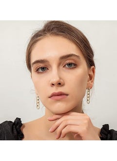 Julia Store Chain Stud Earring Chain Link Thin Dangle Earrings 14k Gold Plated Oval Loop Drop Earrings for Women and Girls By Julia Store  - Image 4