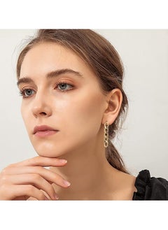 Julia Store Chain Stud Earring Chain Link Thin Dangle Earrings 14k Gold Plated Oval Loop Drop Earrings for Women and Girls By Julia Store  - Image 5