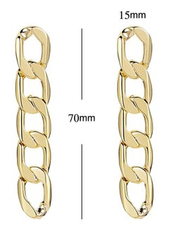 Julia Store Chain Stud Earring Chain Link Thin Dangle Earrings 14k Gold Plated Oval Loop Drop Earrings for Women and Girls By Julia Store  - Image 2
