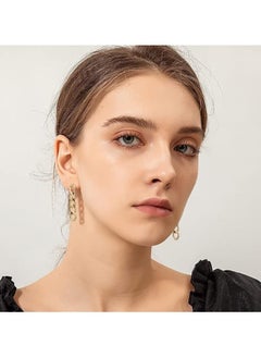 Julia Store Chain Stud Earring Chain Link Thin Dangle Earrings 14k Gold Plated Oval Loop Drop Earrings for Women and Girls By Julia Store  - Image 3