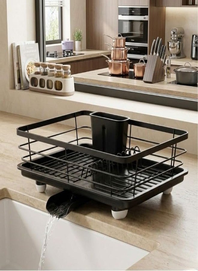 Finner 3 in 1 Metal Dish Drainer with Tray Heavy Duty Kitchen Dish Organizer Utensil Holder Drying Stand for Plates Cups Cutlery - Image 4