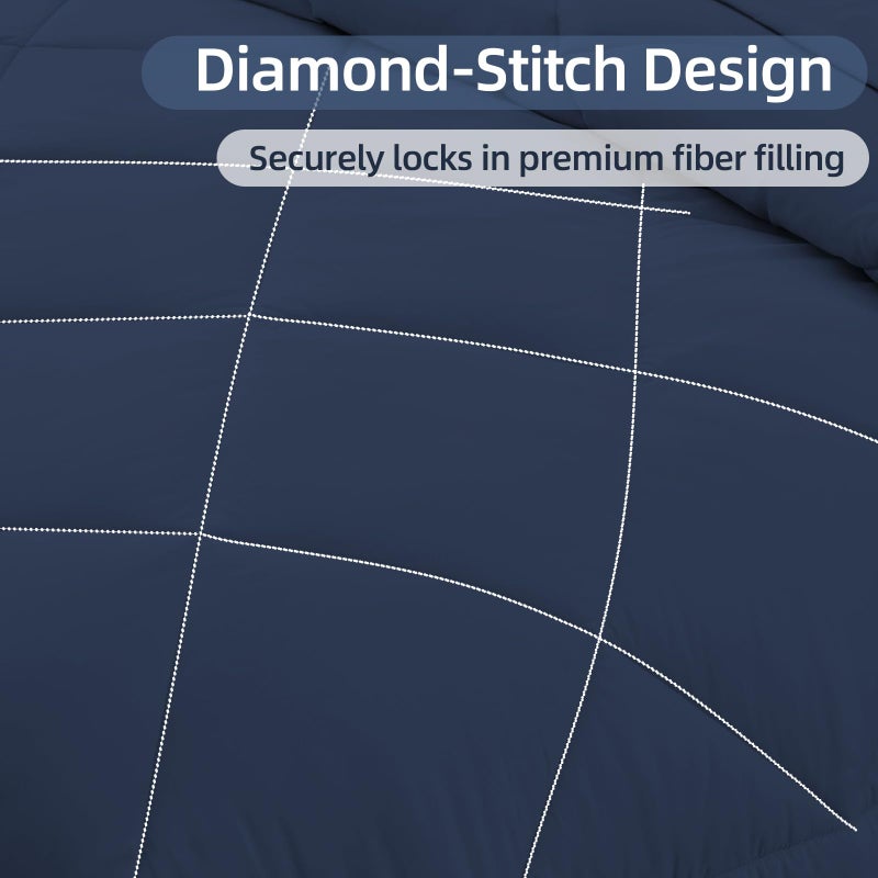 FUANNA 7 Pieces Full Size Comforter Sets, All Season Bedding Sets Full Size, Luxury Soft Bed in a Bag with Comforter, Flat Sheet, Fitted Sheet, Pillowcases & Pillow Shams, Navy Blue - Image 5