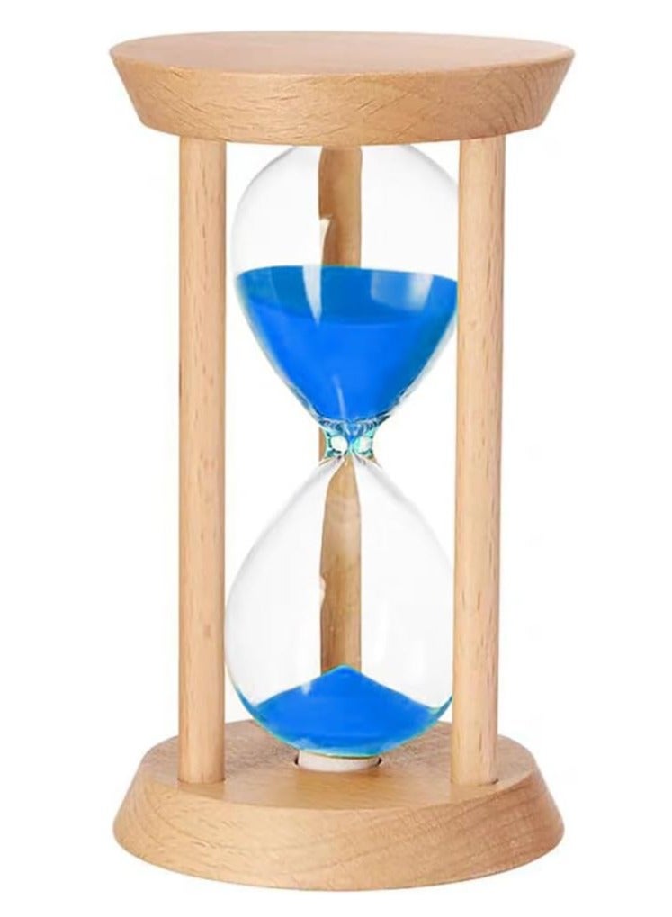 Rubik Sand Timer, 30 Minutes Wood Base Hourglass Sandglass Clock for Childrens Teeth Brushing Kitchen Cooking Game School Office Home Decoration (30 min, Wood/Blue)  - Image 1