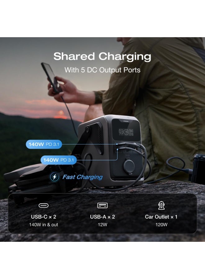 ECOFLOW EF ECOFLOW Trail 300 DC Portable Power Station, 288Wh Ultra-light LiFePO4 Battery with Handle, 300W Solar Generator, Fast Charge,Output Port, Drop-Proof, Solar/Car Input for Camping/Travel - Image 4