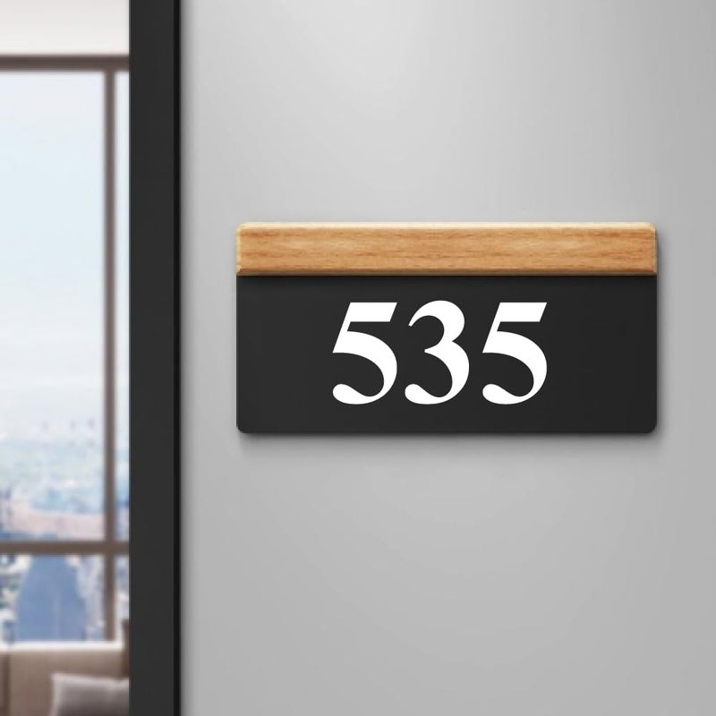 RL Digital Units House Number Plate -535 Hotel, Hospital, Lodge,Apartment,Door No,Laser Cut Acrylic Fixed with White Color Water proofing PVC Sticker|Easy Installation Type Double Sided Tape Fixed on Backside - Image 1