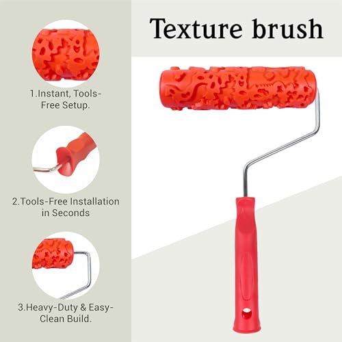 Nichiyo 7'' Texture Roller DIY Decorative Art Pattern Paint Roller Rubber Roller for Walls, Furnitures and Floors Decoration(EG323T) - Image 3