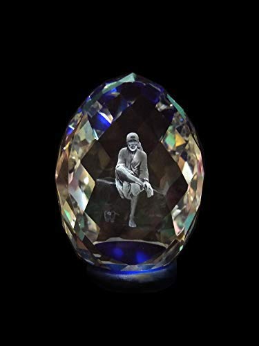 SHINDE EXPORTS Saibaba crystal idol / Saibaba idol / Saibaba crystal / saibaba idol for car dashboard 3d crystal - Image 1