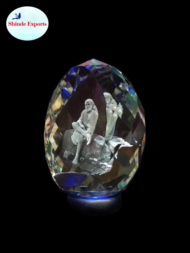 SHINDE EXPORTS Saibaba crystal idol / Saibaba idol / Saibaba crystal / saibaba idol for car dashboard 3d crystal - Image 3