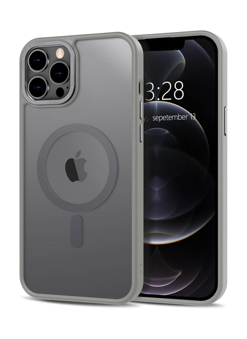 Denx Magnetic Case for iPhone 12 Pro Max, Compatible iphone 12 Pro Max with MagSafe, Translucent Matte Back Slim Shockproof Phone Cover (Grey)  - Image 1