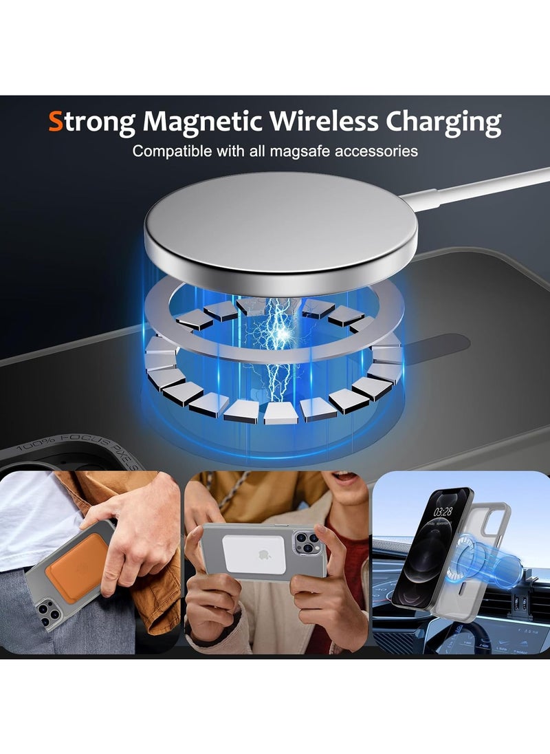 Denx Magnetic Case for iPhone 12 Pro Max, Compatible iphone 12 Pro Max with MagSafe, Translucent Matte Back Slim Shockproof Phone Cover (Grey)  - Image 3