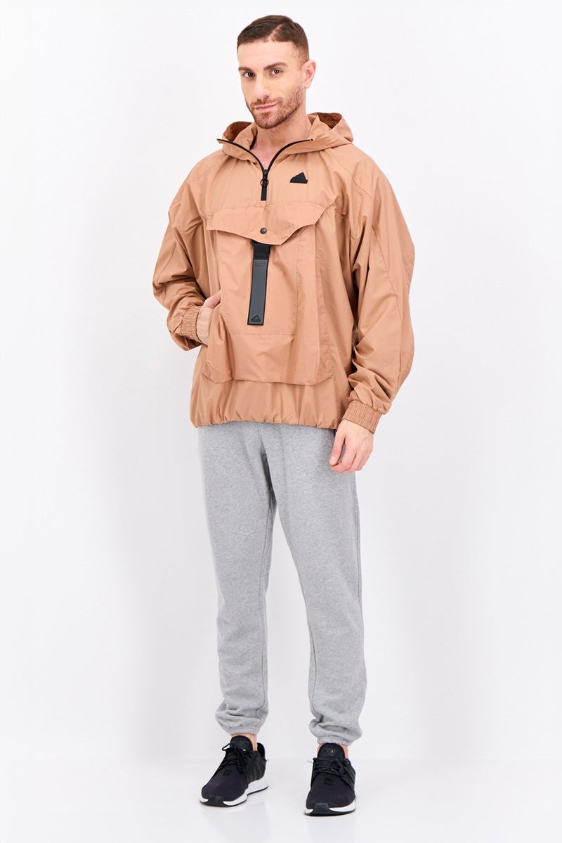 Adidas Men Sportswear Fit Long Sleeve Outdoor Jacket, Light Brown - Image 2