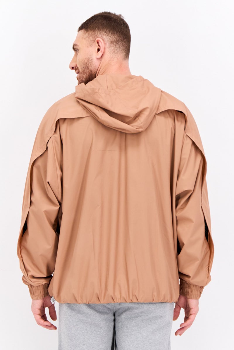 Adidas Men Sportswear Fit Long Sleeve Outdoor Jacket, Light Brown - Image 3