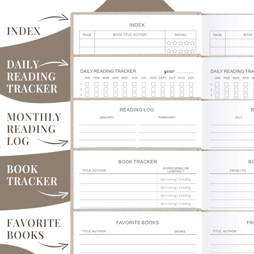 JUBTIC Reading Journal - Book Journal Reading Log for Review and Track Your Reading Progress - Gift Book Accessories for Book Lovers and Voracious Readers - 75 Books，A5 Size (Beige) - Image 5