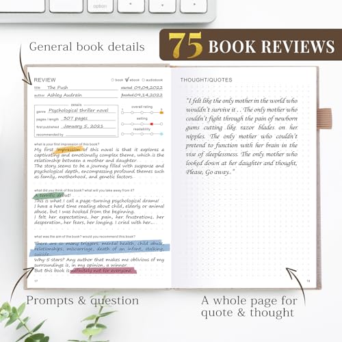 JUBTIC Reading Journal - Book Journal Reading Log for Review and Track Your Reading Progress - Gift Book Accessories for Book Lovers and Voracious Readers - 75 Books，A5 Size (Beige) - Image 3